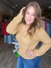 Load image into Gallery viewer, Khaki V Neck Long Sleeve Sweater