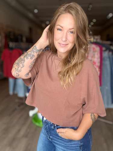 Chestnut Washed Cropped Tee