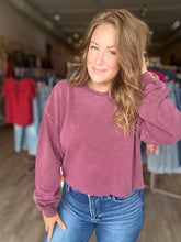 Load image into Gallery viewer, Mauve Cropped Crewneck Sweatshirt