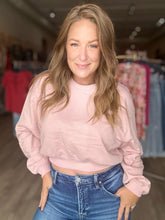 Load image into Gallery viewer, Pink Crewneck Short Sweatshirt