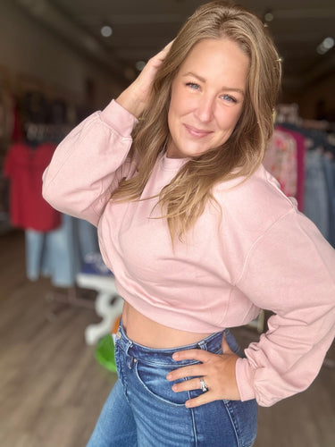 Pink Crewneck Short Sweatshirt