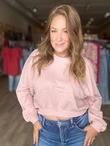 Pink Crewneck Short Sweatshirt