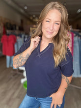 Load image into Gallery viewer, Navy Contrast Stitch Tee