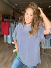 Load image into Gallery viewer, Dusty Blue Washed Oversized Tee