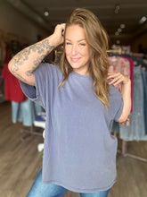 Load image into Gallery viewer, Dusty Blue Washed Oversized Tee