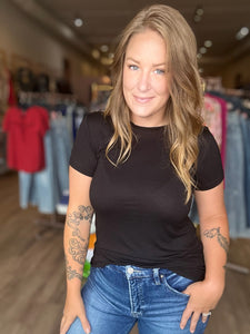 Black Scoop Neck Jersey Top