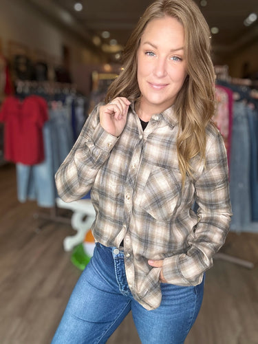 Charcoal Tartan Plaid Button Up Shirt