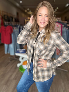 Charcoal Tartan Plaid Button Up Shirt