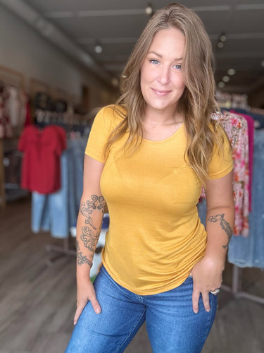 Mustard Scoop Neck Jersey Top