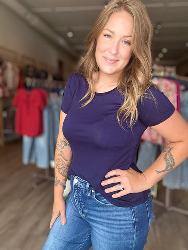 Navy Scoop Neck Jersey Top