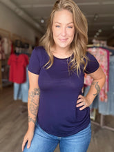 Load image into Gallery viewer, Navy Scoop Neck Jersey Top