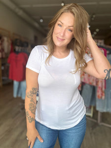 White Scoop Neck Jersey Top
