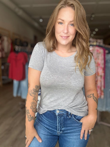 Grey Scoop Neck Jersey Top