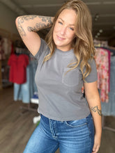 Load image into Gallery viewer, Grey Dyed Short Sleeve Pocket Tee