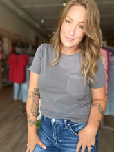 Load image into Gallery viewer, Grey Dyed Short Sleeve Pocket Tee