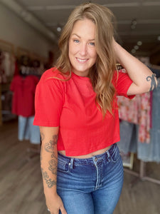 Red Short Crewneck Tee