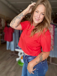 Red Short Crewneck Tee