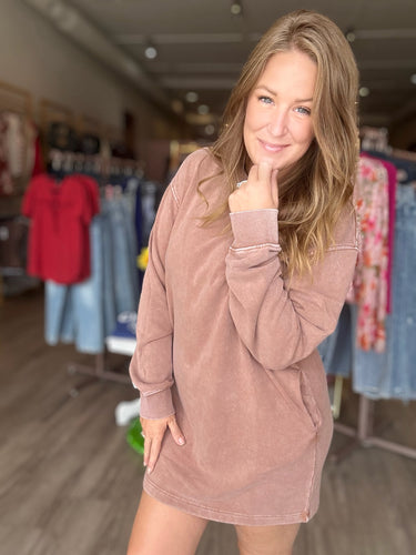 Chestnut Long Sleeve Oversized Dress