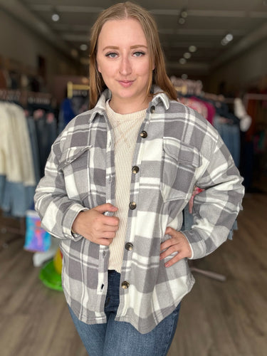Grey Plaid Fleece Shacket