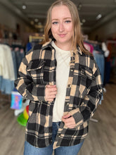 Load image into Gallery viewer, Taupe Plaid Fleece Shacket