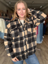 Load image into Gallery viewer, Taupe Plaid Fleece Shacket