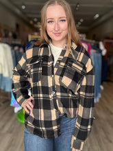 Load image into Gallery viewer, Taupe Plaid Fleece Shacket