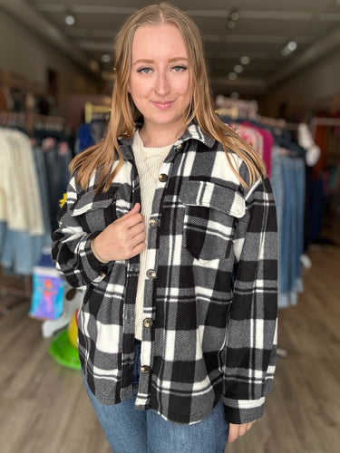 Black Plaid Fleece Shacket