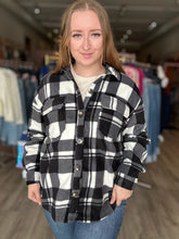 Load image into Gallery viewer, Black Plaid Fleece Shacket