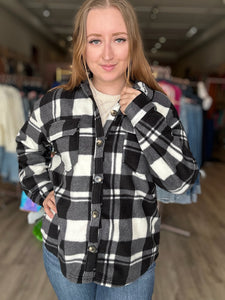 Black Plaid Fleece Shacket