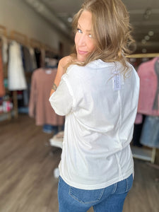 White Raw Edge Knit Top
