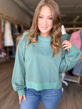 Load image into Gallery viewer, Moss Green Layered Hem Pullover