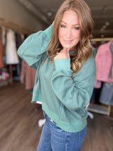 Load image into Gallery viewer, Moss Green Layered Hem Pullover