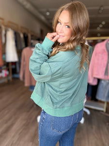 Moss Green Layered Hem Pullover