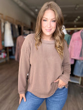 Load image into Gallery viewer, Mocha Ribbed Long Sleeve Top