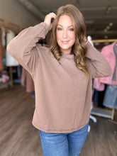 Load image into Gallery viewer, Mocha Ribbed Long Sleeve Top