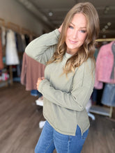 Load image into Gallery viewer, Olive Ribbed Long Sleeve Top