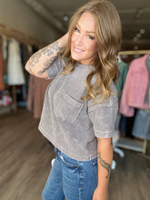 Load image into Gallery viewer, Charcoal Washed Ribbed Tee
