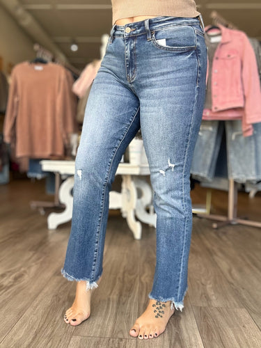 Flying Monkey Mid Rise Distressed Hem Cut Jeans