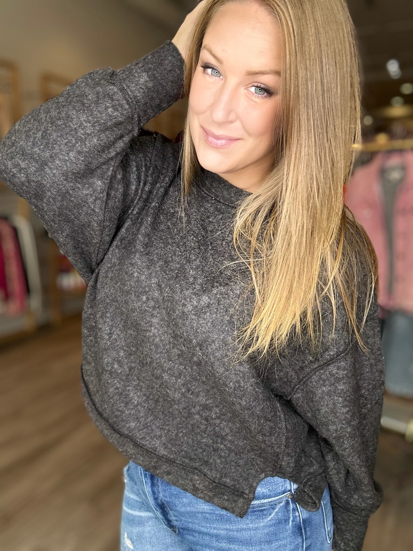 Black Oversized Brushed Sweater