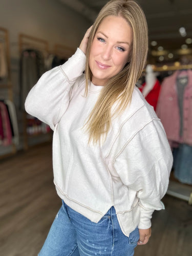 Beige Oversized Brushed Sweater