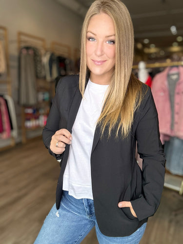 Black Open Front Blazer