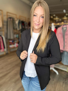Black Open Front Blazer