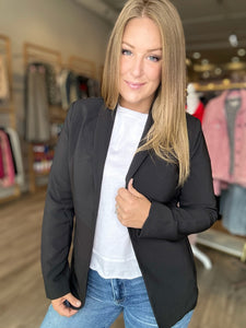 Black Open Front Blazer