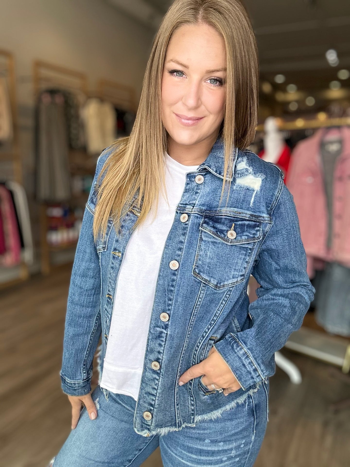 Blue Denim Frayed Jacket