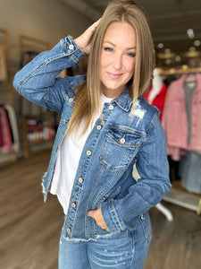 Blue Denim Frayed Jacket