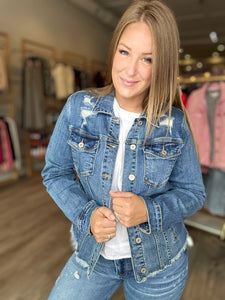 Blue Denim Frayed Jacket