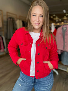 Red Button Fly Jacket
