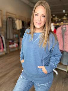 Dusty Blue Favorite Pocket Pullover