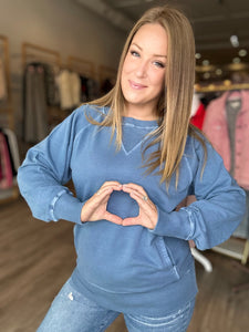 Dusty Blue Favorite Pocket Pullover