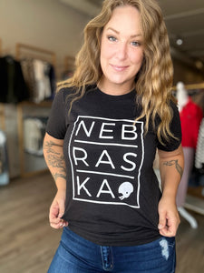 Black Nebraska Block Tee
